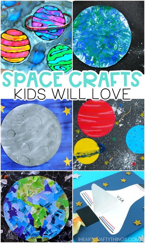 15+ Space Crafts for Kids -Easy crafts for preschoolers and kids! Outer Space Crafts, Space Art Projects, Space Activities For Kids, Planet Crafts, Space Preschool, Space Crafts For Kids, Outer Space Art, Solar System Crafts, Crafts For Preschoolers