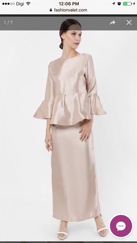 Champagne shantung silk Shantung Silk Kurung, Shantung Silk, Kebaya, Champagne, Party Dress, Dresses With Sleeves, Long Sleeve Dress, Silk, Long Sleeve