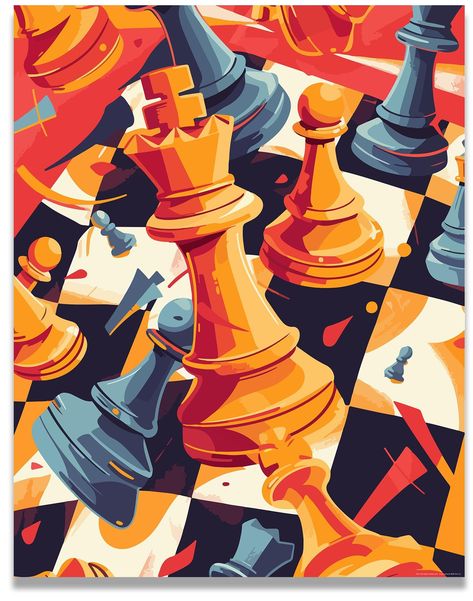 PRICES MAY VARY. Details - This chess poster measures (11x14Inches), and does not include a frame. Printed onto 210gsm semi-gloss paper, with high-quality colors that last. Show It Off - This 11x14 inch motivational chess poster is for chess players who want to display motivational chess wall decor. This print makes a great gift for adults, boys, kids, kids, teens and anyone else who loves to play chess. Chess Board Decor - Hang this motivational Chess poster up in your office, classroom, dorm, Chess Board Decor, Board Game Drawing, Chess Illustration, Chess Poster, Chess Tattoo, Artwork For Bedroom, Chess Art, Queen Chess, Chess King