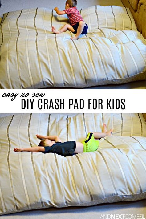 DIY sensory crash pad for kids - so easy to make! #DIY #sensoryhacks #sensoryprocessing #kids Sensory Bed, Crash Mat, Proprioceptive Input, Small Basement Ideas, Diy Sensory, Sensory Therapy, Sensory Rooms, Small Basement, Crash Pad