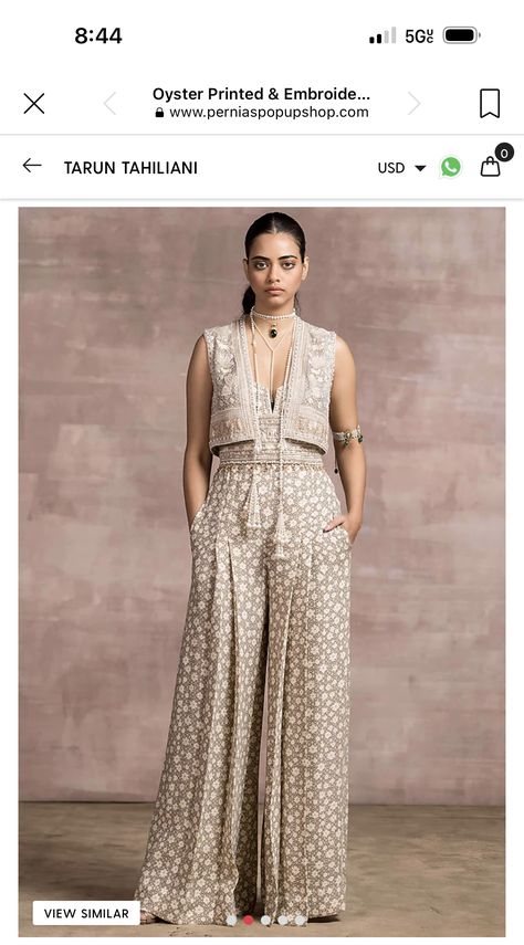 Jumpsuit Saree Indian Couture, Indo Western Jumpsuit, Pichwai Motifs, Indian Jumpsuit, Jumpsuit With Cape, Organza Cape, Asian Couture, Jumpsuit Design, Beige Jumpsuit