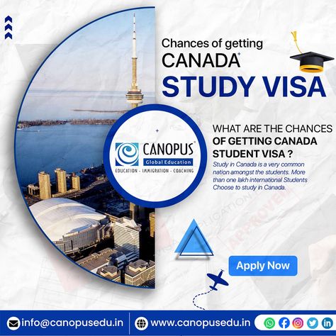 Want to Study in Canada? 🇨🇦🤔 ✅ Your chances of getting a Canadian student visa are strong. With over 100,000 international students choosing Canada each year, it’s a top study destination.👨🏻‍🎓 ✅ Let us guide you through the process Apply now with Best Canada Study Visa Consultant In Surat - 𝗖𝗔𝗡𝗢𝗣𝗨𝗦 𝗚𝗟𝗢𝗕𝗔𝗟 𝗘𝗗𝗨𝗖𝗔𝗧𝗜𝗢𝗡. 😯 📌CONTACT @canopus_global_education 📌 🌎VISIT OUR WEBSITE : https://canopusedu.com/ 🌎FOR MORE INFORMATION CALL & WHATSAAP : 📲90999-06972 📨MAIL US YOUR RESUME : canopusvisa@g... Canada Student Visa, Canada Study Visa, Canada Study, Visa Consultant, Study In Canada, Student Visa, Global Education, International Students, To Study