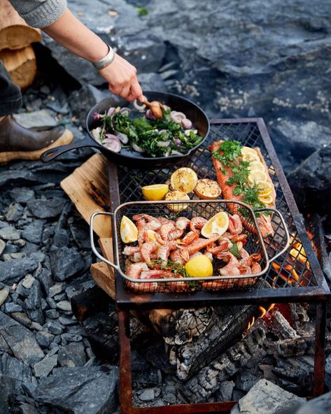 Camping By The Beach, Gourmet Camping Meals, Camp Kitchen Ideas, Cooking In Nature, Beach Cooking, Wild Cooking, Meals For The Family, Cabin Food, Cooking Over Fire