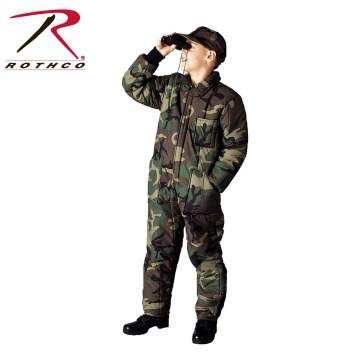 Rothco Kids Insulated Coverall Winter Overalls, Insulated Coveralls, Snowy Weather, Children Top, Woodland Camo, Kids Wood, Hunting Clothes, Kids Store, Snow Suit