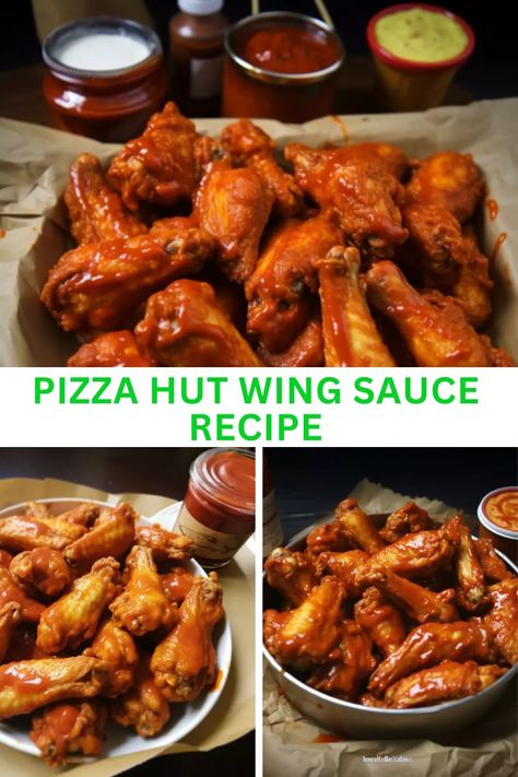 Learn how to make the famous Pizza Hut wing sauce at home with only a few ingredients and in just 25 minutes. This tangy and slightly spicy sauce is perfect for coating chicken wings or using as a dipping sauce for all your favorite snacks. Pizza Hut Spicy Garlic Wing Sauce, Pizza Hut Mild Wing Sauce Recipe, Pizza Hut Wing Sauce Recipe, Pizza Hut Wings, Hot Wing Sauce Recipe, Wing Sauce Recipe, Chicken Wing Recipes Fried, Hot Wing Sauces, Season Recipes