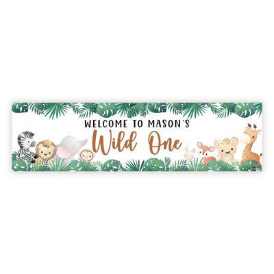 Set the scene for a jungle adventure with our 13 x 47-Inch Wild One Birthday Banner, the perfect centerpiece for your little explorer's first birthday boy celebration. This one birthday banner isn't just a decoration; it's a declaration of a year of untamed fun and growth! As the king of the jungle on his special day, your little one deserves a throne adorned with our wild one high chair banner. Crafted from sturdy materials, it's designed to withstand the wildness of any birthday bash. | Koyal Paper Birthday Banner, Wild One High Chair Banner, Wild One High Chair, One Birthday Banner, 1st Birthday Banner, Happy Birthday Decor, Wild One Birthday, First Birthday Party Decorations, 1st Birthday Banners