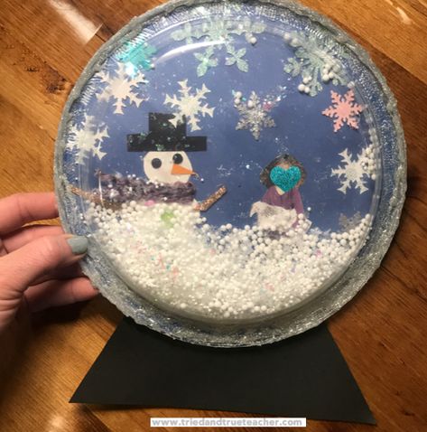 Snowglobe Craft, Winter Worksheets, Snow Globe Crafts, Clear Plates, Winter Activity, Globe Art, Faux Snow, Paper Plate Crafts, Christmas Break