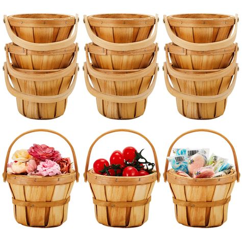 PRICES MAY VARY. Gift Baskets Empty Bulk: you'll receive 10 pieces of these berry baskets, it can be applied for arts and crafts, theme parties, gift baskets, receptions, decorations and centerpieces of the appearance of the countryside; The generous amount certainly meets your needs; Purely handmade, each basket has its own different style, and the texture will be different Quality Material: each of the wooden gift baskets is crafted from quality wood, reliable and safe, purely handmade, each b Baskets For Gifts, Farmers Market Decor, Mini Baskets, Flower Candy, Berry Basket, Bushel Baskets, Wedding Flower Girl Basket, Harvest Basket, Strawberry Decorations