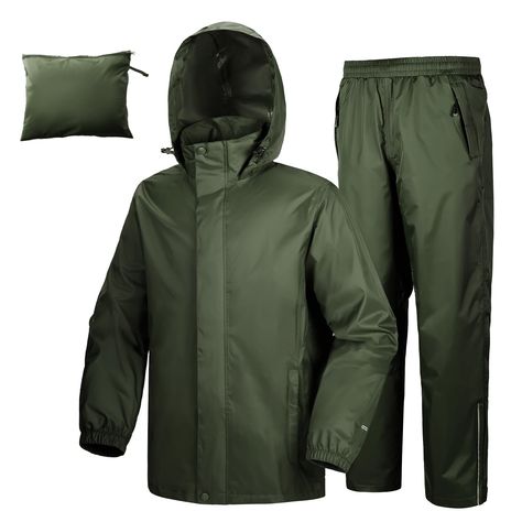 PRICES MAY VARY. Portability: 33,000ft mens waterproof gear with a storage bag that can easily fit in the rain jacket and rain pants, which is convenient and not occupying a space in your suitcase when traveling. Mens Rain Jackets: 33,000ft men's golf rain suit waterproof features hideaway hood of rain jackets suit for different occasions, you can customize your look and easily decide when you need or don't need a hood. Elastic cuffs, adjustable drawcord hood, hem contains elastic rope to preven Mens Rain Jacket, Rain Suits, Rain Suit, Elastic Rope, Rain Pants, Rain Gear, Outerwear Vest, Mens Golf, Golf Outfit