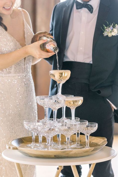 Champagne Tower Wedding, Wedding Rehearsal Dinner Decorations, Amazon Wedding Registry, Champagne Tower, Ireland Wedding, Weddings By Color, Greece Wedding, Champagne Wedding, Glamorous Wedding