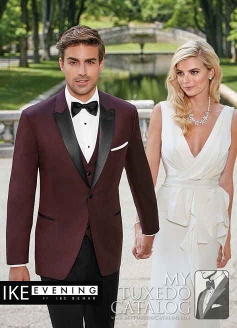 Burgundy 'Marbélla' Tuxedo from http://www.mytuxedocatalog.com/catalog/rental-tuxedos-and-suits/c1023-burgundy-marbella-slim-tuxedo/ White Tuxedo Wedding, Tuxedo Styles, Tuxedo Colors, Red Tuxedo, Burgundy Tuxedo, Wedding Tux, Prom Tuxedo, Wedding Tuxedo, Maroon Wedding