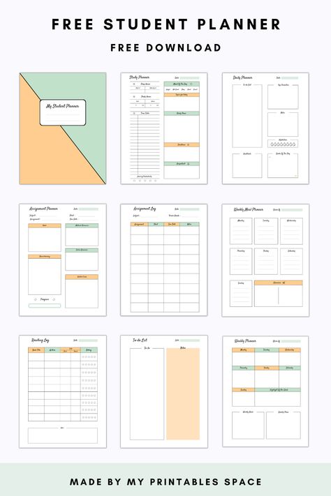 Free Student Planner, Free School Planner, Goodnotes Free, Study Planner Free, Student Planner Organization, Study Planner Printable Free, Student Daily Planner, School Planner Template, Checklist Ideas