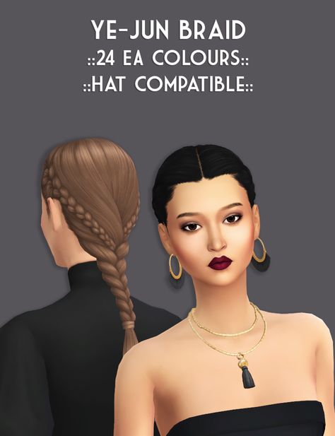 Braid Sims 4 Cc, Ts4 Hair, Sims 4 Decades Challenge, Sims 4 Cas Mods, Viking Braids, Pelo Sims, Sims 4 Mm Cc, Tumblr Sims 4, Sims 4 Dresses