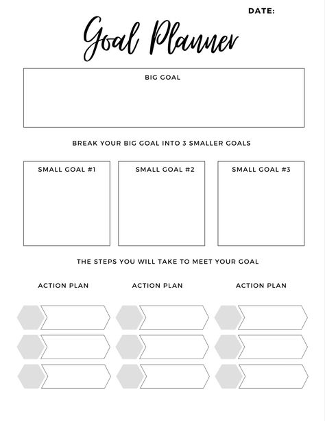 Simple Goal Setting Planner printablemealplanner #plannerkdpinterior. Mom Planner Printables Free, Setting Chart, Goal Setting Chart, Goal Planner Printable Free, Goal Action Plan, Study Planner Printable Free, Goal Settings, Project Planner Printable, Meal Planner Printable Free