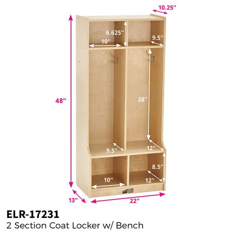 ECR4Kids Birch School Coat Locker for Toddlers and Kids 2Section with Bench Natural *** See this excellent product. (This is an affiliate link ). Cubby Bench, Kids Locker, Wooden Lockers, School Coat, Locker Designs, Coat Storage, Toddler Coat, School Lockers, Cubby Storage