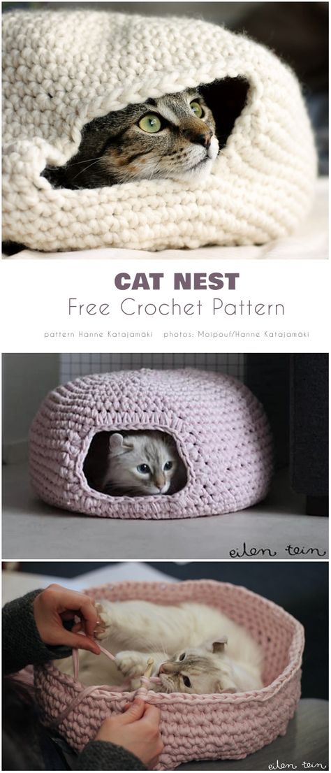 Crochet Pet Items, Macrame Crochet Pattern, Crochet Cat Hammock Free Pattern, Crochet Cat Accessories, Crochet Cat Clothes, Cat Toy Crochet, Cat Bed Pattern, Crochet Hammock, Cat Pod