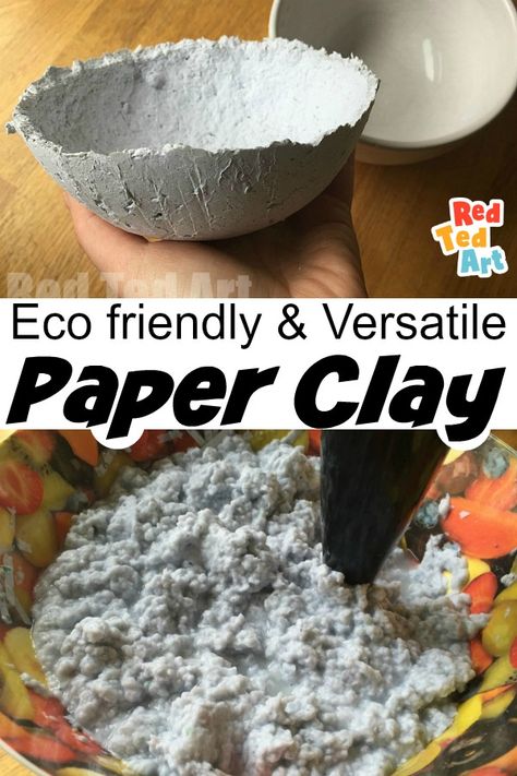 How to Make Paper Clay - 8 Steps with Pictures - Red Ted Art Hantverk Diy, Red Ted Art, Homemade Clay, Paper Mache Clay, Paper Mache Art, Paper Mache Crafts, Shredded Paper, Clay Food, Make Paper