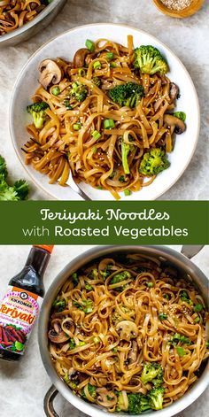 Feb 12, 2021 - Skip the cost of takeout and prepare takeout at home instead: vegetarian noodles for busy weeknights! This quick and easy dinner is ready in no time and ideal for meal prep, since the broccoli, mushrooms, and noodles soak up even more teriyaki flavor overnight. Store a few portions away in the freezer for a quick meal … Dinner Ideas With Roasted Vegetables, Easy Dinner Recipes That Make Good Leftovers, Healthy College Meals Dinner, Non Dairy Noodle Recipes, Teriyaki Noodles With Roasted Vegetables, Fast Gf Dinner, Veggie Based Dinner Ideas, Fall Meal Prep Vegetarian, Quick And Easy Dinner Recipes Healthy Vegetarian