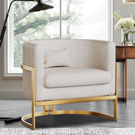 Etta Avenue™ Shelbi 31Cm W Armchair & Reviews - Wayfair Canada Fancy Chair, Velvet Living Room, Toss Pillow, Grey Armchair, Contemporary Chairs, Glam Style, Velvet Armchair, Living Room Furniture Chairs, Upholstered Arm Chair