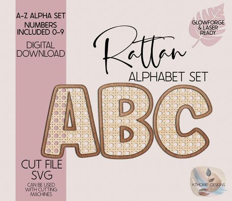 Laser Cut Cane Rattan Alphabet Set, Instant Digital Download, Alphabet 26 letters, Numbers 0-9, Laser Cut Files for Glowforge Cricut, SVG Stars Design, L Alphabet, 26 Letters, Laser Cut Files, Cricut Svg, Letters And Numbers, Star Designs, Base Layer, Zip File