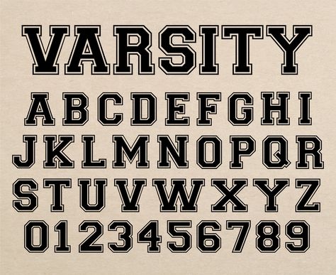 Looking for the best varsity fonts for your next project? We've rounded up 10 of our favorites, perfect for creating stylish logos, posters, and more. #varsityfonts #fonts#Varsity_Lettering_Font #Los_Angeles #Varsity_Letter_Alphabet #Varsity_Font_Alphabet Varsity Lettering Font, Varsity Font Alphabet, Senior In Different Fonts, Fonts For Shirts, Varsity Letter Ideas, Collegiate Typography, Letterman Font, Cool Fonts Alphabet, Font Aesthetic