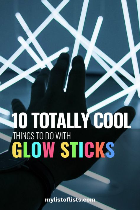 10 Totally Cool Things to Do With Glow Sticks Glowstick Costume, Glow Stick Crafts, Foam Glow Sticks, List Of Lists, Glow Stick Party, Decorating With Sticks, Teen Party Games, Diy Glow, Cool Things To Do