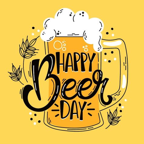 Ilustración del día internacional de la cerveza | Vector Gratis Happy Birthday Beer, Beer Images, Happy Beer, International Beer Day, Beer Quotes, Birthday Card Drawing, Beer Art, Beer Day, Michelada