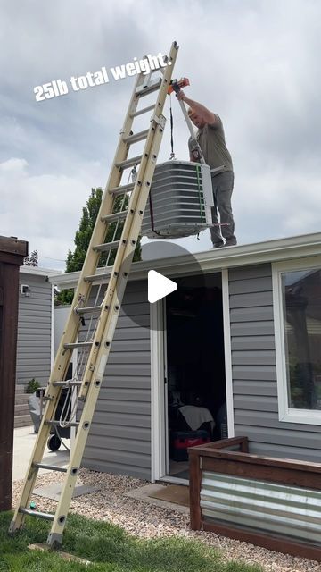 The DIY Hvac Guy on Instagram: "Home made aluminum ladder crane 🏗️ only weighs 25lbs! Milwaukee powered 🤘🏼#laddercrane #milwaukee #hvac #hvaclife #airconditioning #hvactechnician #hvacservice #hvactech #heating #plumbing #hvacr #hvacinstall #hvacrepair #cooling #ac #heatingandcooling #construction #hvactools #airconditioner #hvaclove #hvaccontractor #tiktok #viralvideos #electrical #plumber #contractor #qualityhvac #maintenance #hvacmaintenance #acrepair" Knockdown Texture Walls, Hvac Diy, Outdoor Firewood Rack, Hvac Tools, Easy Diy Hacks, Aluminium Ladder, Hvac Maintenance, Hvac Installation, Hvac Repair