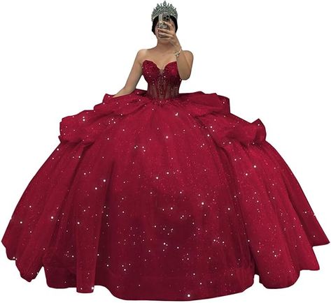 Amazon.com: PFTFB Puffy Tulle Quinceanera Dresses Ball Gown Strapless Long Sweet 16 Dresses Sweetheart Sparkly Evening Gown: Clothing, Shoes & Jewelry Long Sweet 16 Dresses, Tulle Quinceanera Dresses, Dresses Ball Gown, 16 Dresses, Sweet 16 Dresses, Quinceanera Dresses, Ball Dresses, Quinceanera, Sweet 16