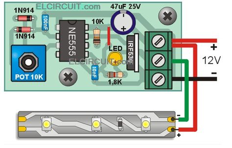 LED Strip Dimmer circuit Electronics Engineering, Electrical Circuit Diagram, Led Projects, Electronic Schematics, Electronic Circuit, Electrical Projects, Led Diy, Circuit Projects, Electronic Engineering