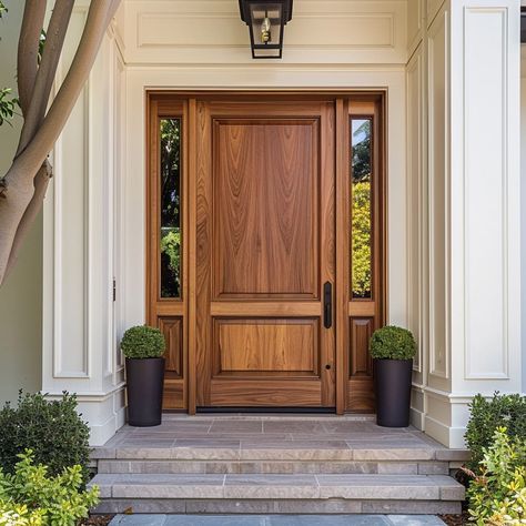 Large Wood Front Door, Modern Wooden Doors Entrance Front Entry, Exterior Wooden Doors, Wooden Entrance Door, Open Front Door, House Entrance Doors, Performance Aesthetic, Wooden Front Door, Wooden Door Entrance