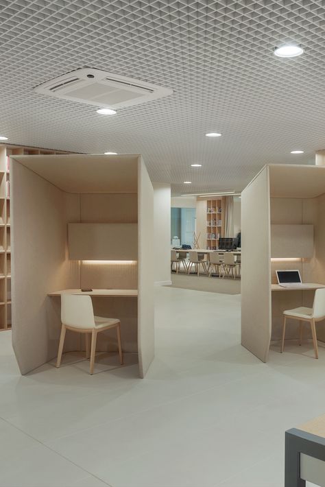 Laminate Worktop, Beach Cabin, Modern Library, Acoustic Solutions, Phone Booth, Sopot, White Laminate, Open Office, Library Design