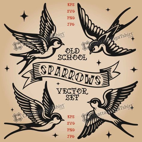 . Unique Sparrow Tattoos, Sparrow Drawing Tattoo, Traditional Sparrow Tattoo Design, Old School Sparrow Tattoo, Bird Tattoo Traditional Black, Traditional Tattoos Birds, Sparrow Chest Tattoo, Traditional Birds Tattoo, Simple Sparrow Tattoo