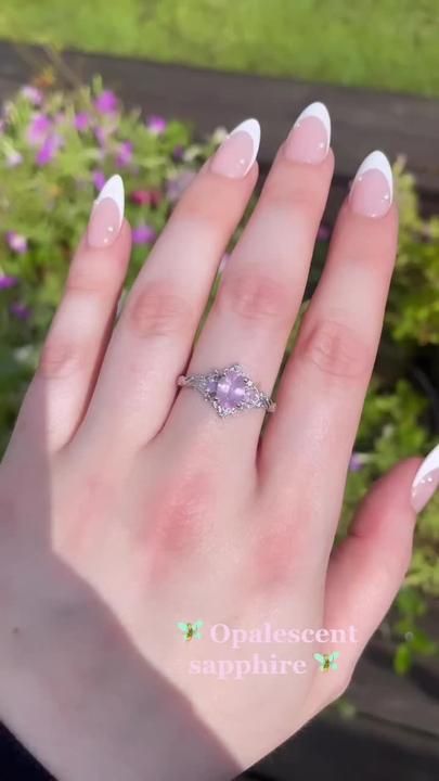 Opalescent Sapphire Engagement Ring, Fairy Core Ring, Fairy Core Rings, Opalescent Sapphire Ring, Fairycore Rings, Opalescent Sapphire, Fairycore Ring, Pink Heart Engagement Rings, Fairy Core Engagement Rings