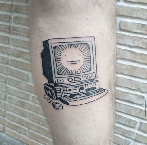 Pc Tattoo, Computer Tattoo, Deer Tattoo Designs, Armband Tattoos, Deer Tattoo, Tv Head, Hand Poked Tattoo, Poke Tattoo, Japanese Tattoo Art