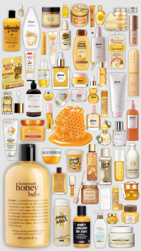 Luxury Body Care Products, Honey Body Care, How To Smell Like Milk And Honey, Honey Products Ideas, How To Smell Like Honey, Smell Like Honey, Honey Aesthetic, Honey Fragrance, Honey Skin Care