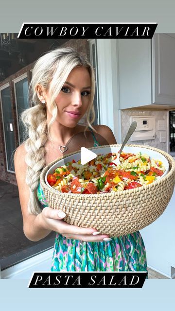 Macy Blackwell Recipes, Cowboy Caviar Pasta, Italian Vinaigrette Dressing, Caviar Pasta, Italian Vinaigrette, Macy Blackwell, Can Corn, Orange Bell Pepper, Keto Salads