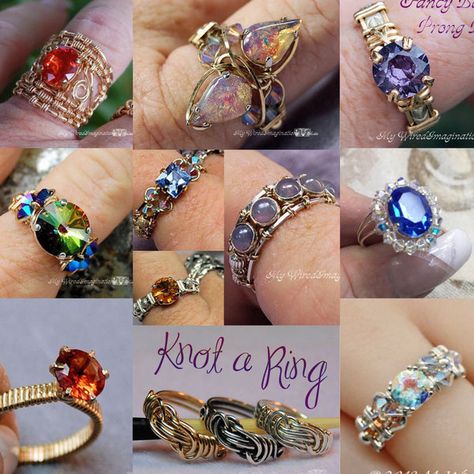 Crystal Bracelets Tutorial, Wire Rings Tutorial, Wire Jewelry Rings, Ring Pattern, Diy Ring, Wire Wrapped Jewelry Tutorials, Swarovski Crystal Rings, Wire Jewelry Tutorial, Ring Tutorial