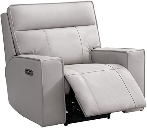 Abbyson Living Premium Top-Grain Leather Upholstered Power Reclining Armchair Recliner with Power Headrest, Grey Grey Recliner, Grey Sofas, Recliner Chairs, Leather Recliner Chair, Reclining Armchair, Power Recliner, Power Recliners, Chairs For Sale, Top Grain Leather