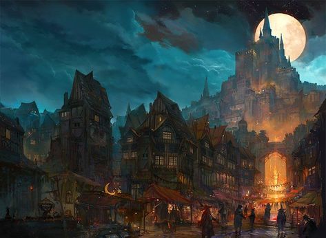 Fantasy Illustration - Album on Imgur Dnd Capital City, Fantasy Capital City, Dnd City Art, Dnd City, Fantasy Town, Fantasy City, Fantasy Castle, Fantasy Setting, Fantasy Places