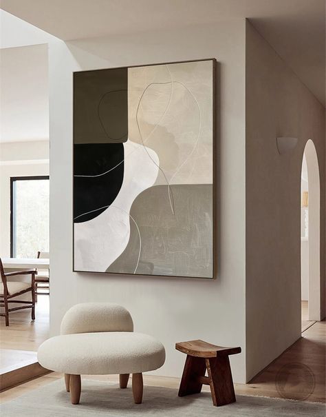 Neutral Creamy Abstract Geometric Oil Painting Beige Abstract Color Blocks and Lines Oil Painting Modern Minimalist Geometric Art Decor ▷ About installing the picture frame service. In order for more customers to buy works that can be hung up after receiving them, we have cooperated with three local frame shops to provide high-quality frame services. Unstretched: it does not contain wood frame and decorative picture frame, and the canvas is rolled up for transportation. After receiving the pictu Minimalist Oil Painting Modern Art, Oil Painting Modern, Picture Frame Decor, Picture Frame Shop, Abstract Color, Acrylic Oil Painting, Painting Modern, Paint Ideas, Diy Canvas