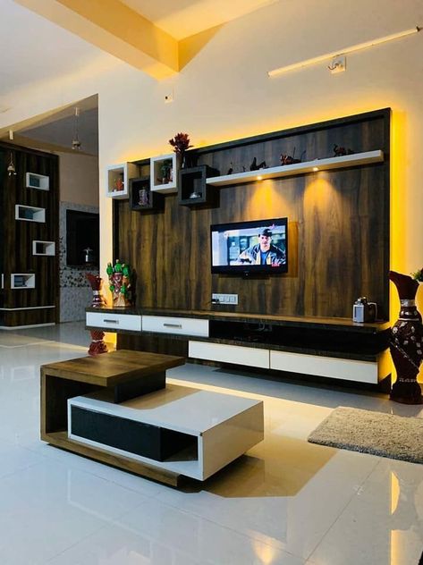 Hall Interior Design Living Tv Unit, Hall Tv Unit Design Modern, Tv Lounge Design, Modern Tv Unit Designs, Tv Unit Furniture Design, Tv Unit Decor, Modern Tv Cabinet, Modern Tv Wall Units, Tv Unit Interior Design