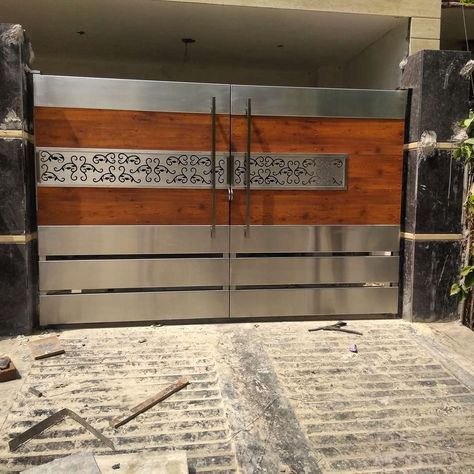 Latest Gate Design, Modern Steel Gate Design, Modern Main Gate Designs, Gate Design Ideas, Home Gate Design, Gate Wall Design, Gate Designs Modern, Grill Gate Design, House Main Gates Design