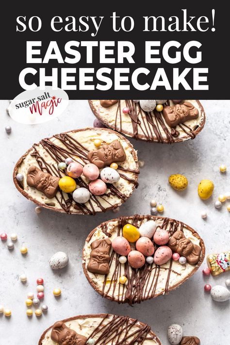 Eggless Easter Desserts, Cheesecake Filled Easter Eggs, Cheesecake Easter Egg, Cheesecake Eggs, Easter Cheesecakes, Easter Egg Cheesecake, Mini Egg Cheesecake, Cheesecake Easter, Cheesecake Mixture