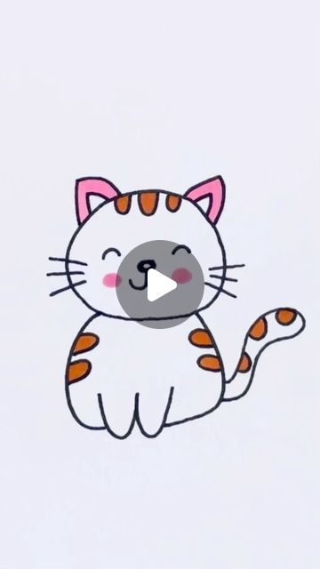 Cats How To Draw, Easy Way To Draw A Cat, Drawing A Cat Easy, How To Draw Kitty, Draw A Cat Step By Step, Cat Drawing Simple Easy Cute, Kids Drawing Activities, How To Draw Kids Easy, How To Draw Easy Animals