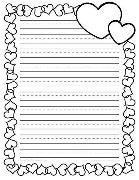 Free printable kindergarten writing paper to learn and practice letter formation and handwriting. Huge selection of blank lined paper, in both landscape and portrait, as well as fun and festive holiday and seasons paper to help encourage your reluctant writers. Everything you need to create your own kindergarten or first-grade writing journal notebooks. #writing #free #printablepdf #writingpaper #handwriting #focus #letterformation #namepractice Blank Lined Paper Printable, Valentine Writing First Grade, Free Lined Paper Printable Templates, Valentines Day Writing, Valentines Writing Activities, Valentine Writing, Draw Template, Primary Writing Paper, Blank Lined Paper