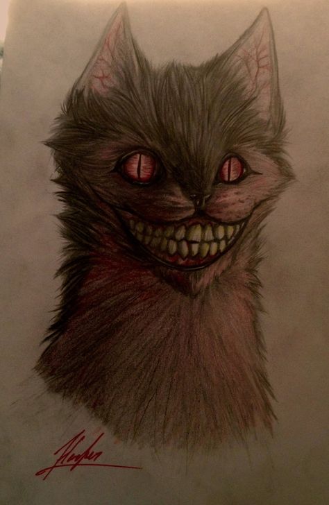 Grinny by MidnightFedora Dark Creepy Art, Spoopy Art, Unsettling Art, Smile Dog, Smile Drawing, Horror Drawing, Creepy Cat, Scary Cat, Scary Animals