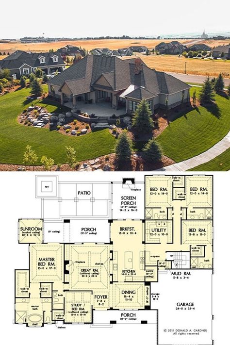 Ranch 5 Bedroom Floor Plans, One Story Mountain Ranch House Plans, Country One Story House Plans, Big Single Story House Floor Plans, Single Story Luxury House Plans, Large Single Floor House Plans, One Floor 5 Bedroom House Plan, Big One Story House Plans, Houses 5 Bedroom