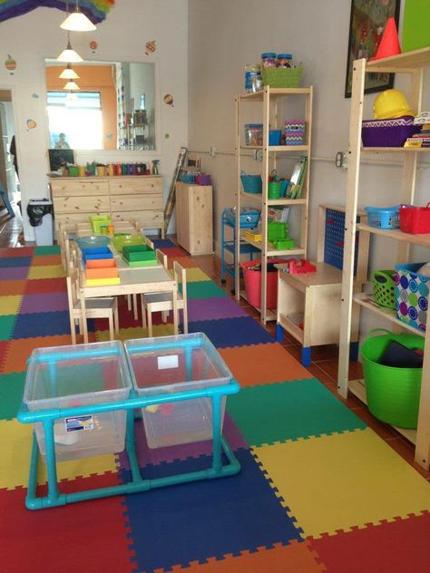 Kids at play. Daycare Rooms Setup Small Spaces, Home Daycare Rooms Setup, In Home Daycare Ideas Small Spaces, Nature Montessori, Home Daycare Setup, Daycare Office, Daycare Rooms Setup, In Home Daycare Ideas, Home Daycare Rooms