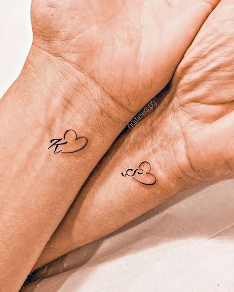 Matching Tattoos Initials, K Tattoos, Cute Initial Tattoos, T Tattoo, Maching Tattoos, Cute Matching Tattoos, Small Matching Tattoos, Cute Couple Tattoos, Small Couple Tattoos